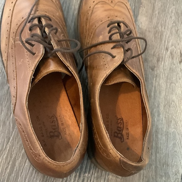 GH Bass mens classic brown leather size 9 Dress shoes oxfords with shoe trees - Picture 5 of 7